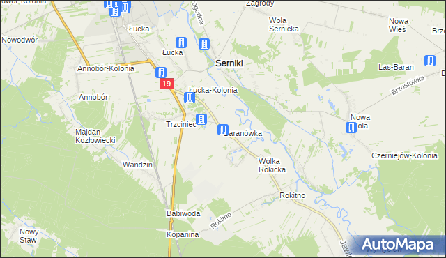 mapa Baranówka gmina Lubartów, Baranówka gmina Lubartów na mapie Targeo