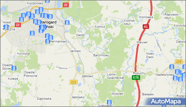 mapa Barchnowy, Barchnowy na mapie Targeo