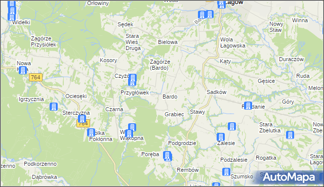 mapa Bardo gmina Raków, Bardo gmina Raków na mapie Targeo