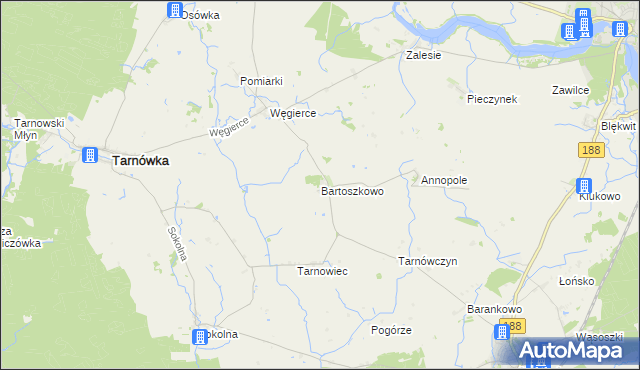 mapa Bartoszkowo, Bartoszkowo na mapie Targeo