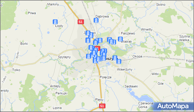 mapa Bartoszyce, Bartoszyce na mapie Targeo