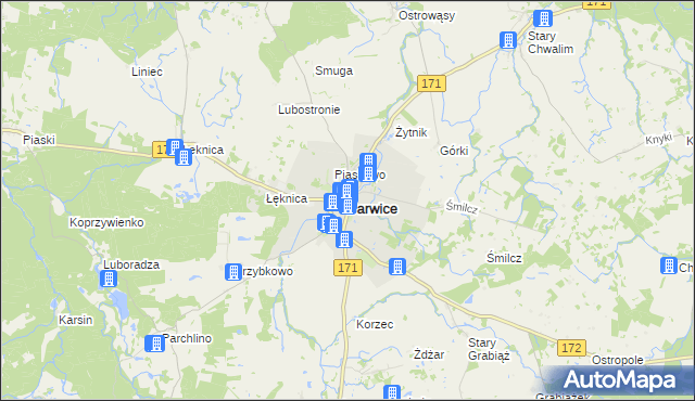 mapa Barwice, Barwice na mapie Targeo