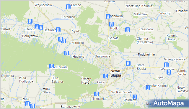 mapa Baszowice, Baszowice na mapie Targeo