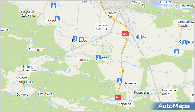 mapa Bażany, Bażany na mapie Targeo