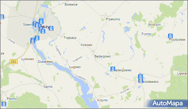 mapa Będargowo gmina Pełczyce, Będargowo gmina Pełczyce na mapie Targeo