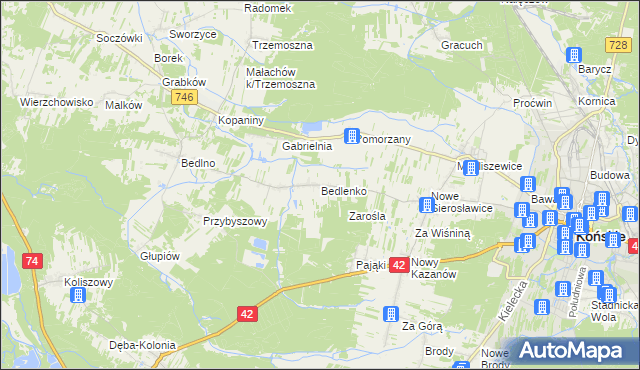 mapa Bedlenko, Bedlenko na mapie Targeo