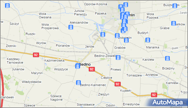 mapa Bedlno-Żbiwiec, Bedlno-Żbiwiec na mapie Targeo