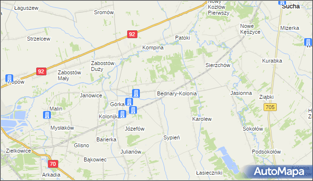 mapa Bednary-Kolonia, Bednary-Kolonia na mapie Targeo