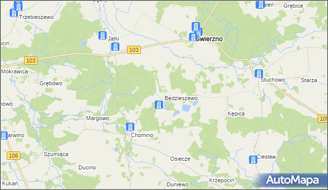 mapa Będzieszewo gmina Świerzno, Będzieszewo gmina Świerzno na mapie Targeo