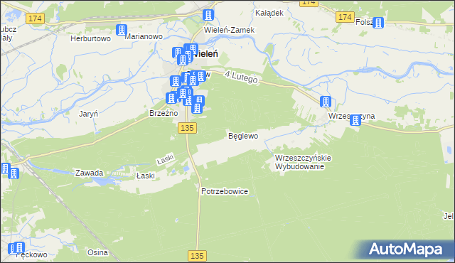mapa Bęglewo, Bęglewo na mapie Targeo