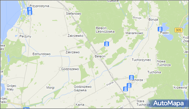 mapa Belęcin, Belęcin na mapie Targeo