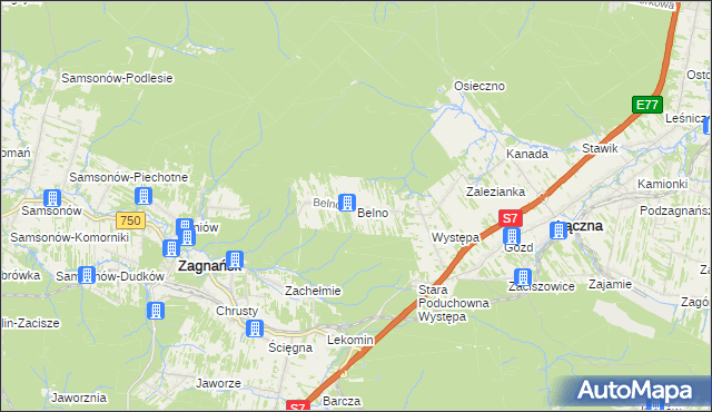 mapa Belno gmina Zagnańsk, Belno gmina Zagnańsk na mapie Targeo