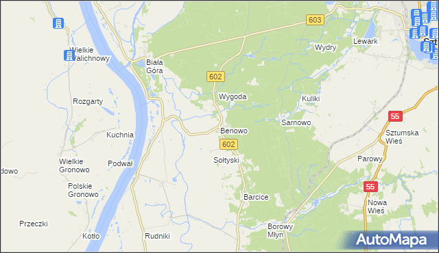 mapa Benowo, Benowo na mapie Targeo