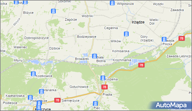 mapa Biała Błotna, Biała Błotna na mapie Targeo