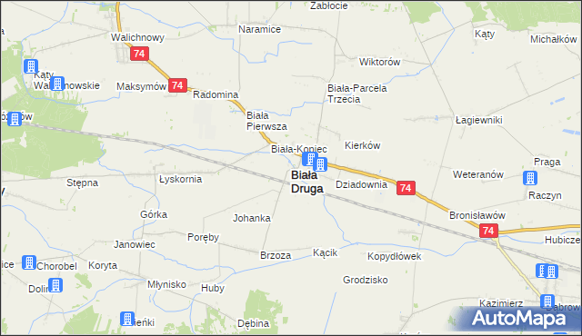 mapa Biała Druga gmina Biała, Biała Druga gmina Biała na mapie Targeo