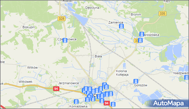 mapa Biała gmina Chojnów, Biała gmina Chojnów na mapie Targeo