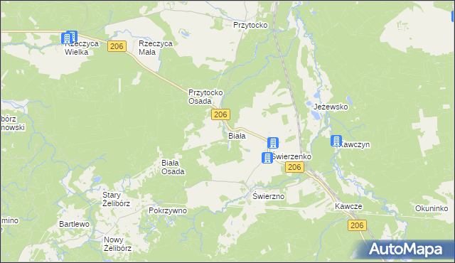 mapa Biała gmina Miastko, Biała gmina Miastko na mapie Targeo