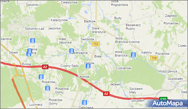 mapa Biała gmina Zgierz, Biała gmina Zgierz na mapie Targeo