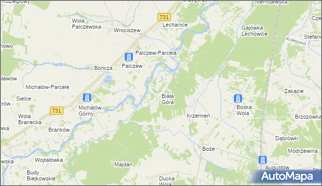 mapa Biała Góra gmina Stromiec, Biała Góra gmina Stromiec na mapie Targeo