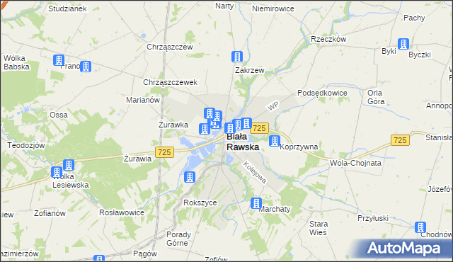 mapa Biała Rawska, Biała Rawska na mapie Targeo