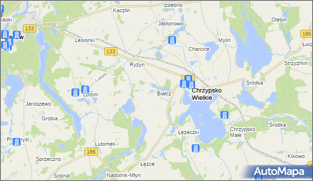 mapa Białcz gmina Chrzypsko Wielkie, Białcz gmina Chrzypsko Wielkie na mapie Targeo