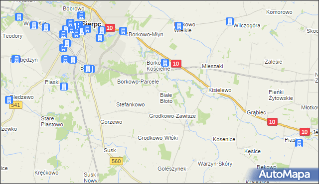 mapa Białe Błoto gmina Sierpc, Białe Błoto gmina Sierpc na mapie Targeo