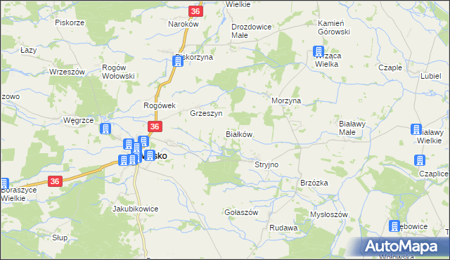 mapa Białków gmina Wińsko, Białków gmina Wińsko na mapie Targeo