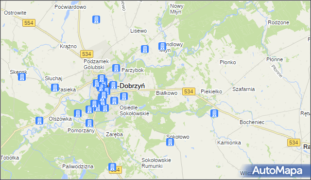 mapa Białkowo gmina Golub-Dobrzyń, Białkowo gmina Golub-Dobrzyń na mapie Targeo