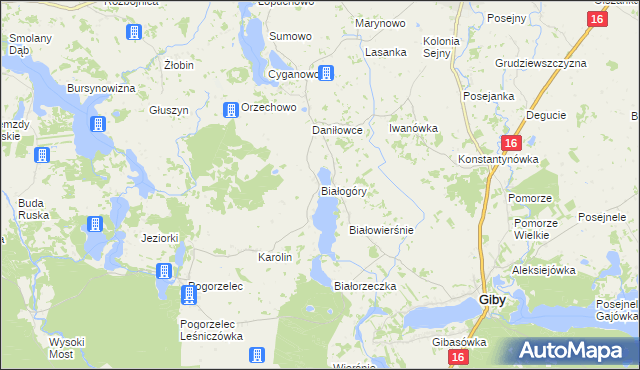 mapa Białogóry, Białogóry na mapie Targeo