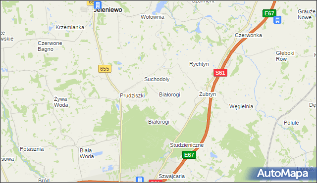 mapa Białorogi, Białorogi na mapie Targeo