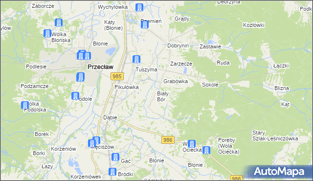 mapa Biały Bór gmina Przecław, Biały Bór gmina Przecław na mapie Targeo