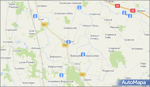 mapa Białyszewo, Białyszewo na mapie Targeo