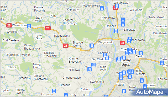 mapa Biczyce Dolne, Biczyce Dolne na mapie Targeo