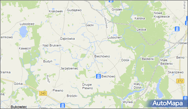 mapa Biechówko gmina Drzycim, Biechówko gmina Drzycim na mapie Targeo