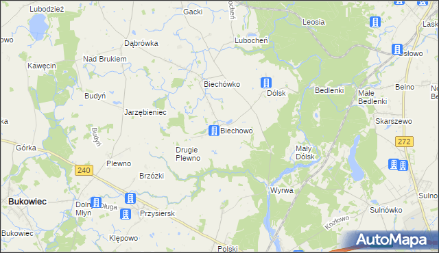 mapa Biechowo gmina Drzycim, Biechowo gmina Drzycim na mapie Targeo