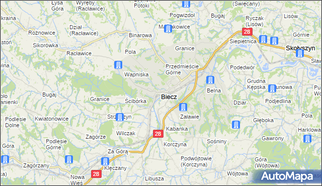 mapa Biecz powiat gorlicki, Biecz powiat gorlicki na mapie Targeo