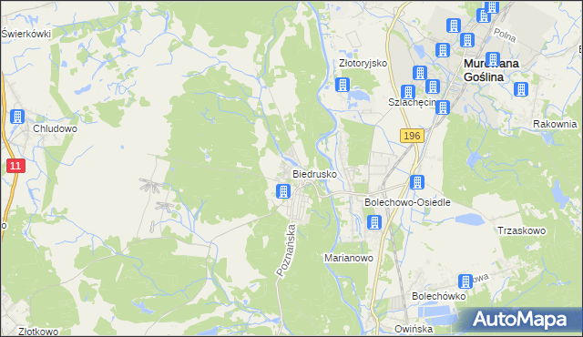 mapa Biedrusko, Biedrusko na mapie Targeo