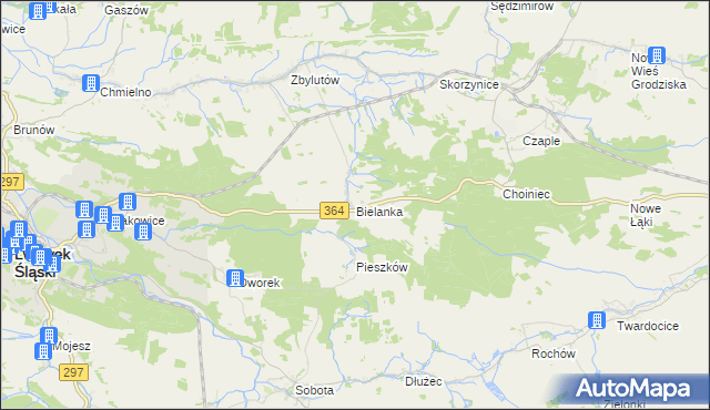 mapa Bielanka gmina Lwówek Śląski, Bielanka gmina Lwówek Śląski na mapie Targeo