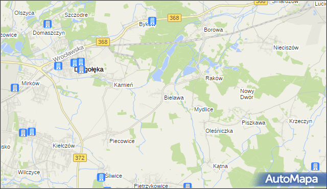 mapa Bielawa gmina Długołęka, Bielawa gmina Długołęka na mapie Targeo