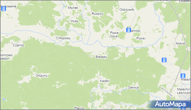 mapa Bielawy gmina Czersk, Bielawy gmina Czersk na mapie Targeo