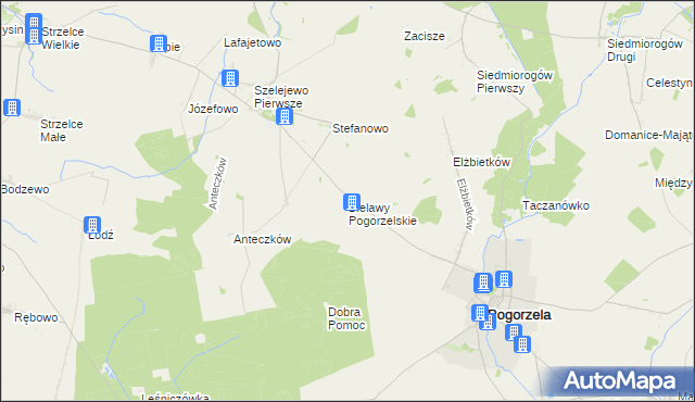 mapa Bielawy Pogorzelskie, Bielawy Pogorzelskie na mapie Targeo