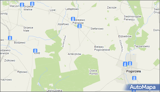 mapa Bielawy Szelejewskie, Bielawy Szelejewskie na mapie Targeo