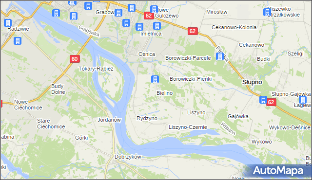 mapa Bielino gmina Słupno, Bielino gmina Słupno na mapie Targeo