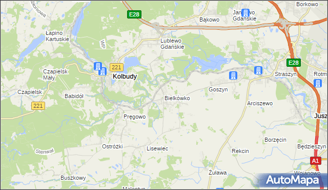 mapa Bielkówko, Bielkówko na mapie Targeo