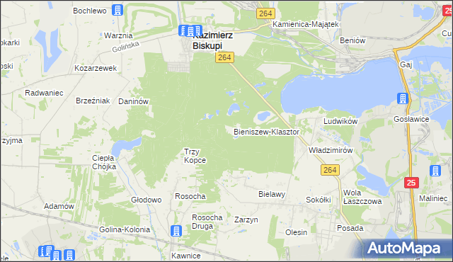 mapa Bieniszew, Bieniszew na mapie Targeo