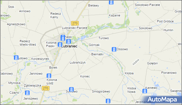 mapa Biernatki gmina Lubraniec, Biernatki gmina Lubraniec na mapie Targeo