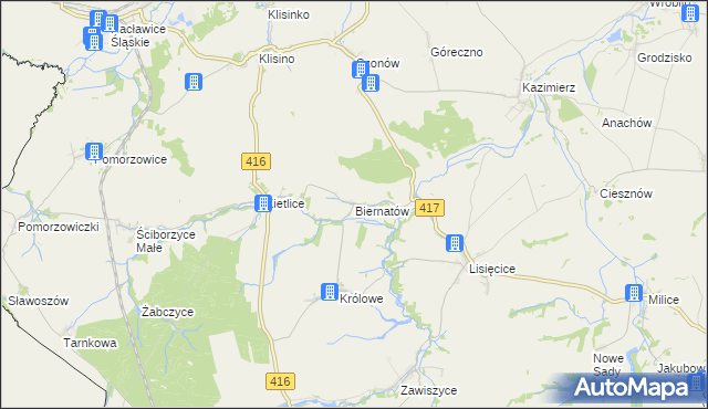 mapa Biernatów gmina Głubczyce, Biernatów gmina Głubczyce na mapie Targeo