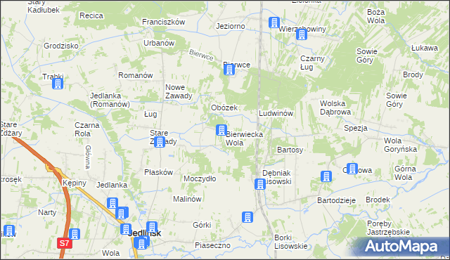 mapa Bierwiecka Wola, Bierwiecka Wola na mapie Targeo