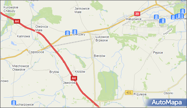 mapa Bierzów gmina Skarbimierz, Bierzów gmina Skarbimierz na mapie Targeo