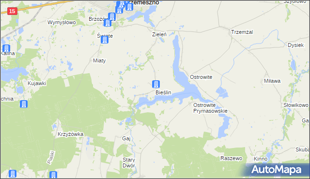 mapa Bieślin, Bieślin na mapie Targeo